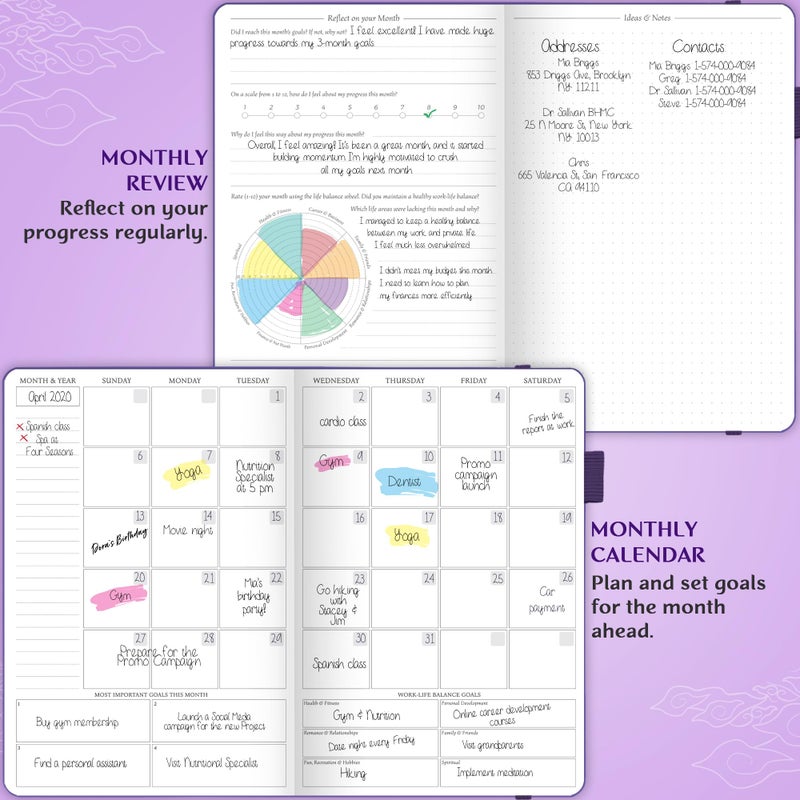 Legend Planner Hourly Schedule Edition â€“ Deluxe Weekly & Daily Organizer with Time Slots. Time Management Appointment Book Journal for Work & Personal Life, Undated, A5 Hardcover â€“ Purple, Debossed - Image 4